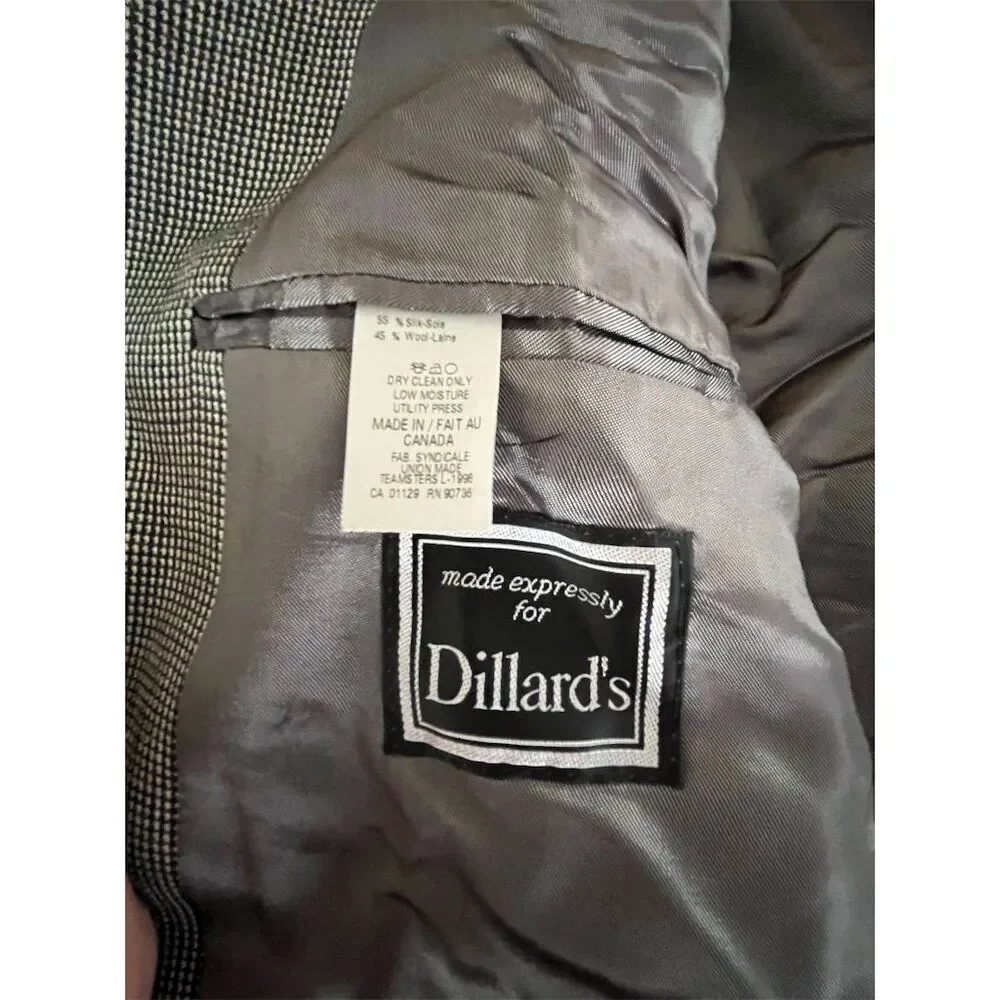 Ralph Lauren‎ Men's Vintage Gray Check Blazer Size 43 L Formal 3-Button